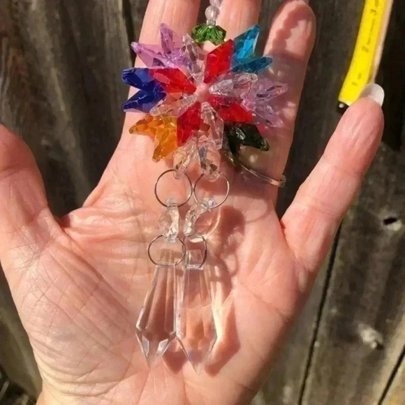 Gorgeous K9 Crystal Rainbow Huge Flower Suncatcher NWT - Picture 1 of 6